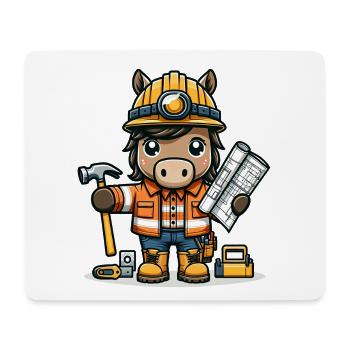 Cute Horse Construction Worker - Mouse Pad (horizontal) - white - Front