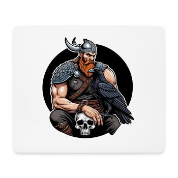 Viking with skull and raven - Mouse Pad (horizontal) - white - Front