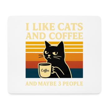Retro Humor Ich mag Katzen & Kaffee Stubentiger - Mousepad (Querformat) - Weiß - Vorne