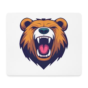 Tête d’ours de dessin animé rugissante - audacieux et ludique - Tapis de souris (format paysage) - blanc - Devant
