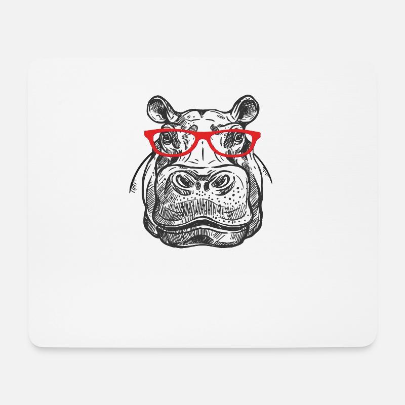 Nilpferd - Mousepad (Querformat) - Weiß