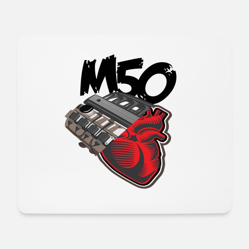 M50 Herz M50 Engine Motor Tuning E36 E30 Hobby - Mousepad (Querformat) - Weiß