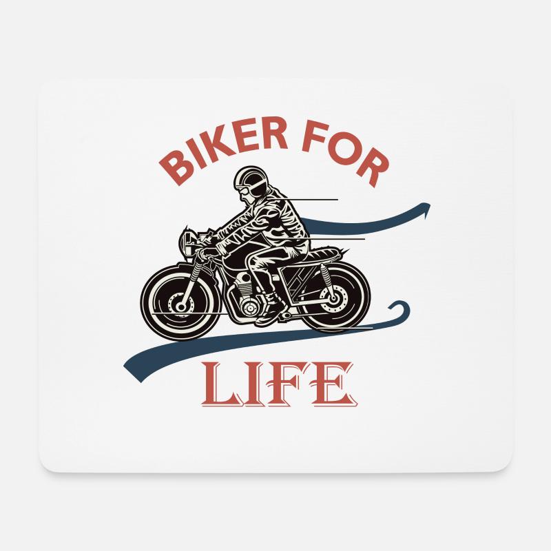 Biker fürs Leben, Motorrad Leidenschaft Biker Motard Geschenk - Mousepad (Querformat) - Weiß