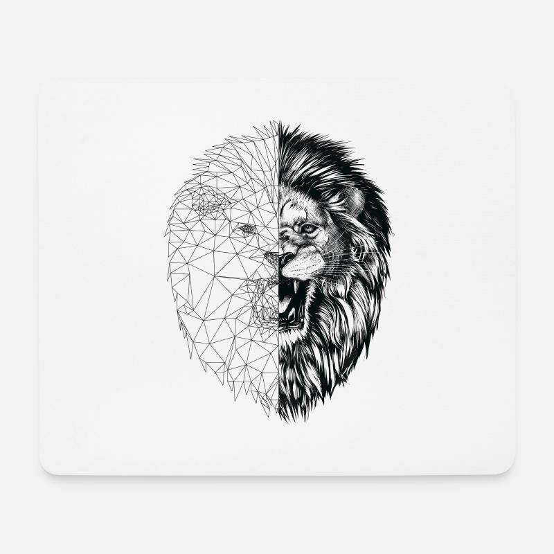 polygon löwe kunst | löwenkopf - Mousepad (Querformat) - Weiß