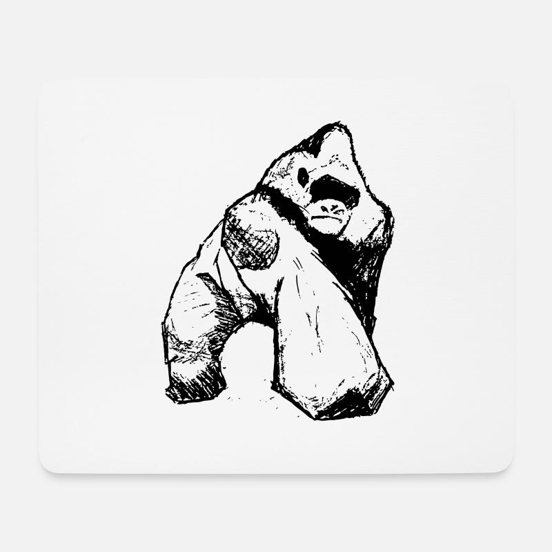 Gorilla & Silberrücken - Mousepad (Querformat) - Weiß