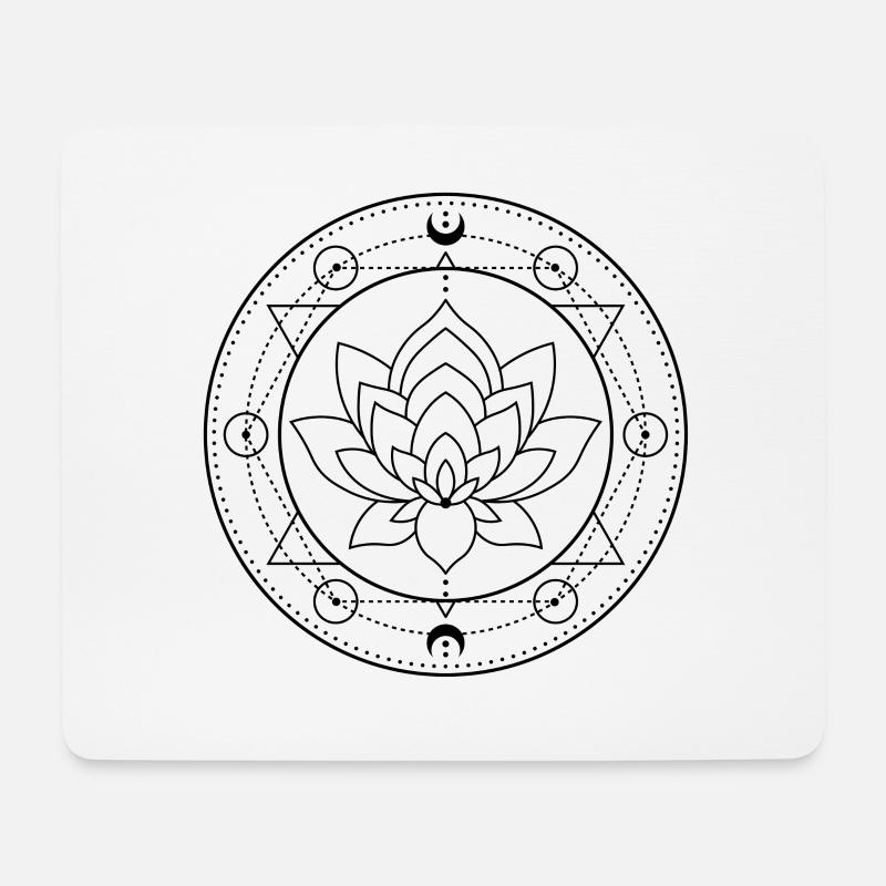Lotus Mond Heilige Geometrie - Mousepad (Querformat) - Weiß