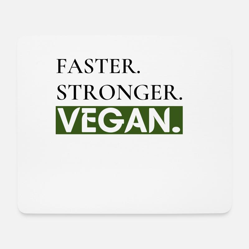 Faster. Stronger. Vegan. | Vegan - Mousepad (Querformat) - Weiß