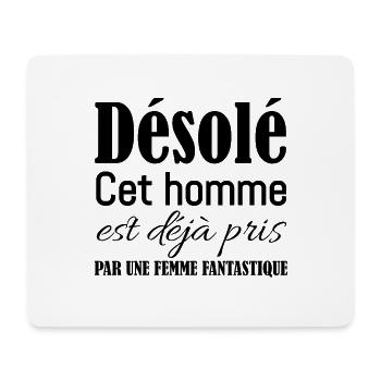 t-shirt humour homme en couple. Cadeau - Tapis de souris (format paysage) - blanc - Devant