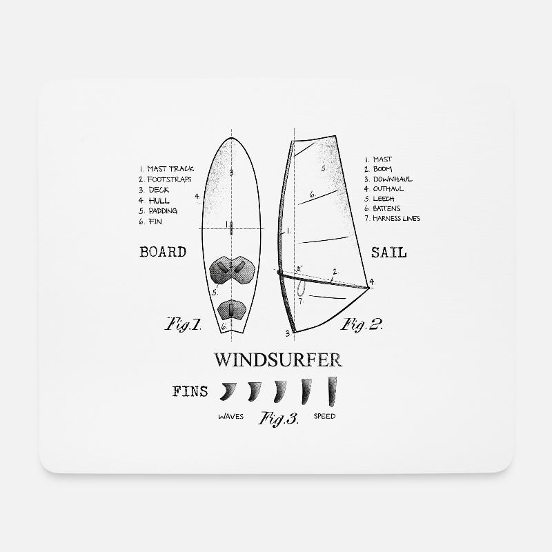 Legende Windsurf Windsurf Finnen - Mousepad (Querformat) - Weiß