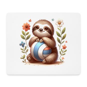 Cute Sloth Playing Volleyball Design - Mouse Pad (horizontal) - white - Front