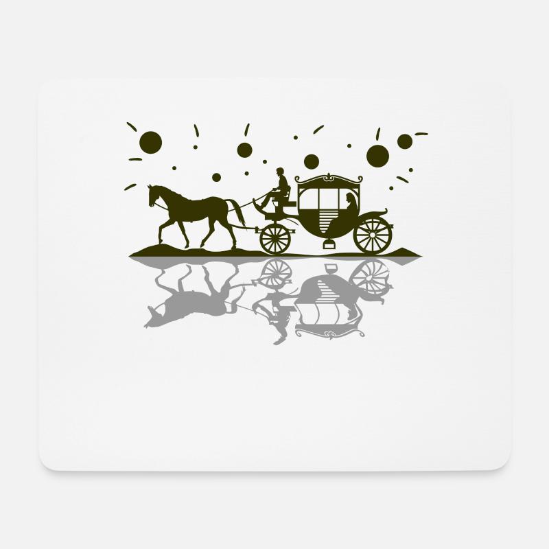 Pferdekutsche Pferd Romantik Liebe - Mousepad (Querformat) - Weiß