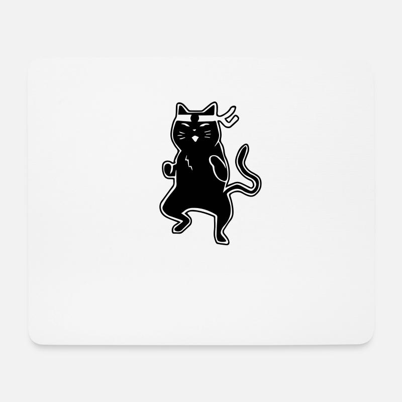 karate katze - Mousepad (Querformat) - Weiß