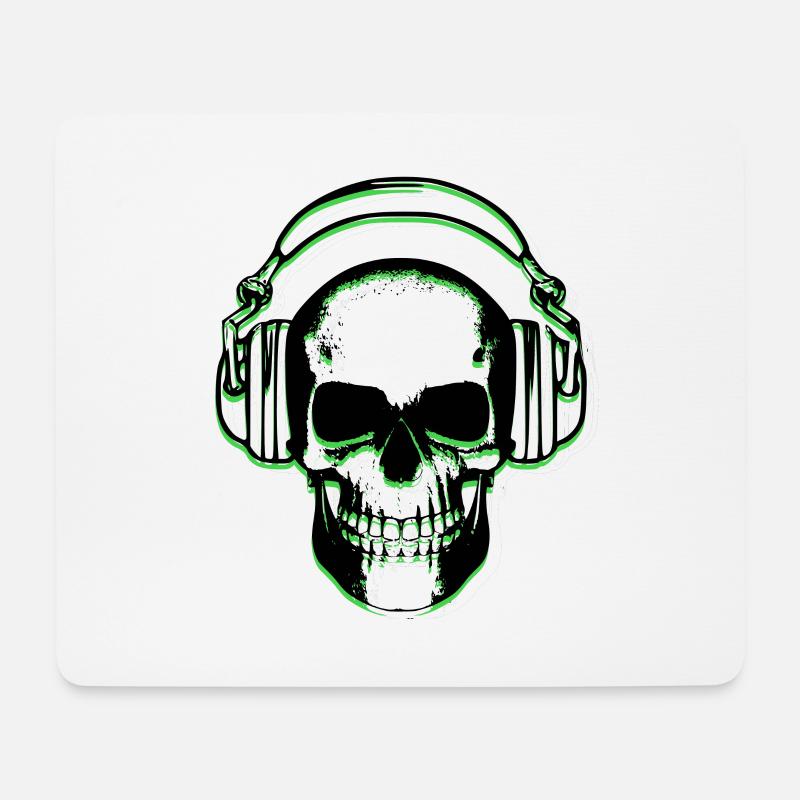 Headphone Skull Green - Mouse Pad (horizontal) - white