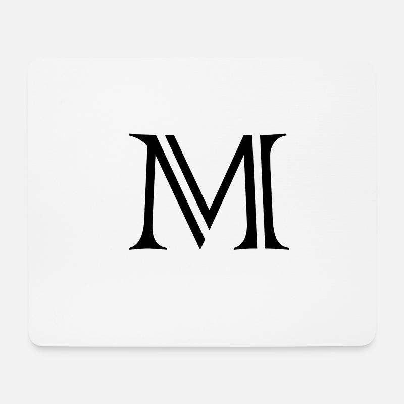 M Buchstabe schwarz - Mousepad (Querformat) - Weiß
