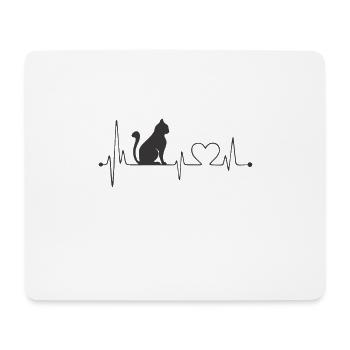 Cat Shirt • Herzschlag Katze • Geschenk - Mousepad (Querformat) - Weiß - Vorne