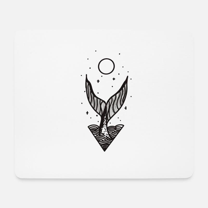Abtauchender Wal bei Vollmond Illustration - Mousepad (Querformat) - Weiß