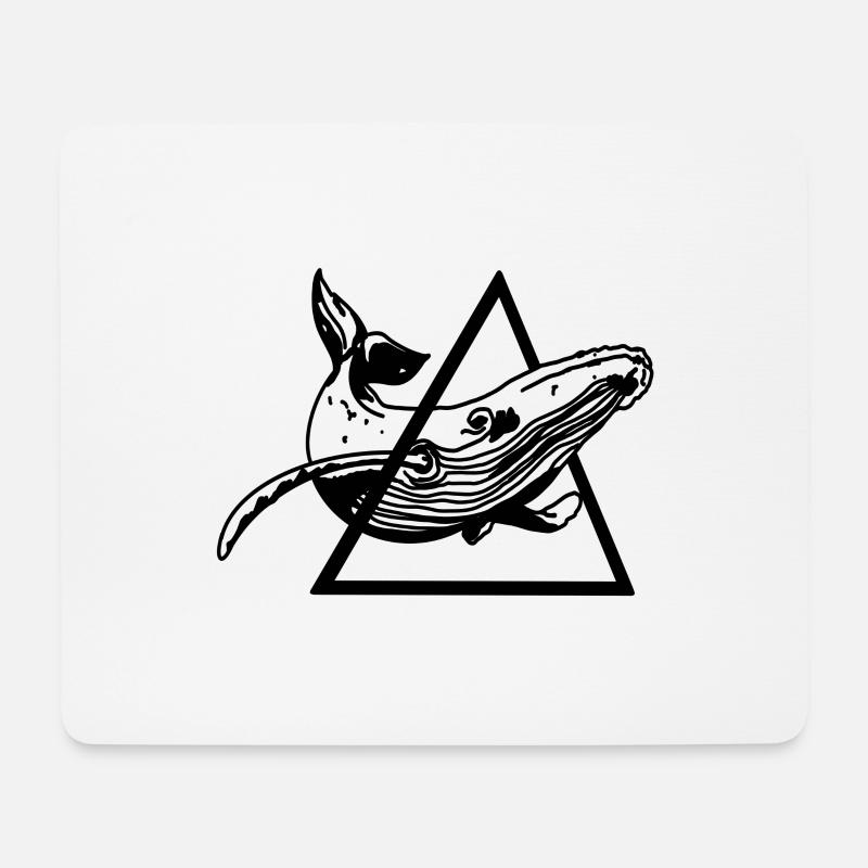 Dessin graphique de baleine mammifère marin - Tapis de souris (format paysage) - blanc