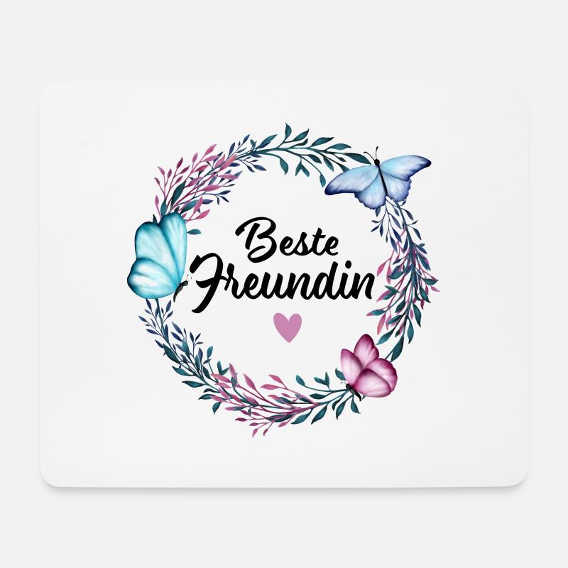 Beste Freundin - Blumenkranz Geschenkidee Besties - Mousepad (Querformat) - Weiß
