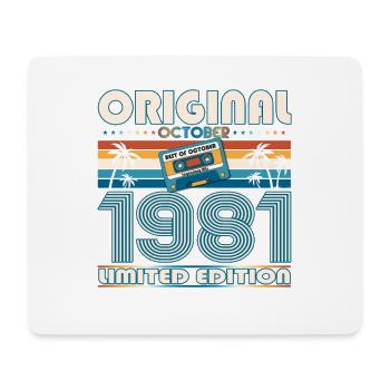42nd Birthday Retro Cassette Best of Octobre 1981 - Tapis de souris (format paysage) - blanc - Devant