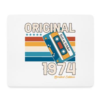 49th Birthday Husband October Vintage 1974 Cassette Tape - Mouse Pad (horizontal) - white - Front