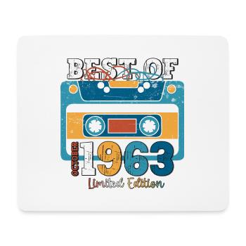 60th Birthday Husband October Vintage 1963 Cassette Tape - Mouse Pad (horizontal) - white - Front