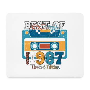 36e anniversaire mari octobre millésime 1987 cassette - Tapis de souris (format paysage) - blanc - Devant