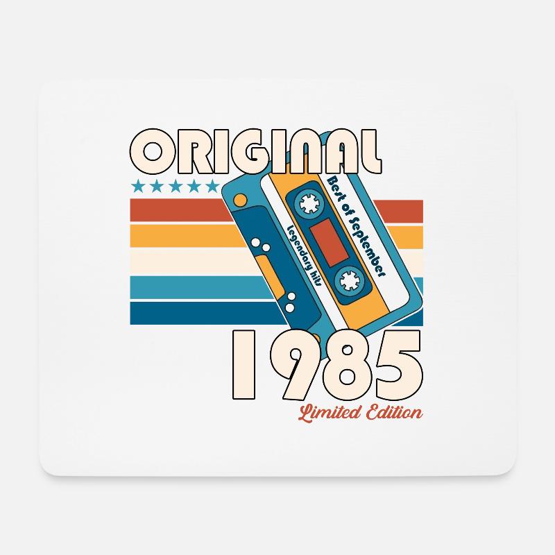 40. Geburtstag Vintage September 1985 Kassette 85 - Mousepad (Querformat) - Weiß