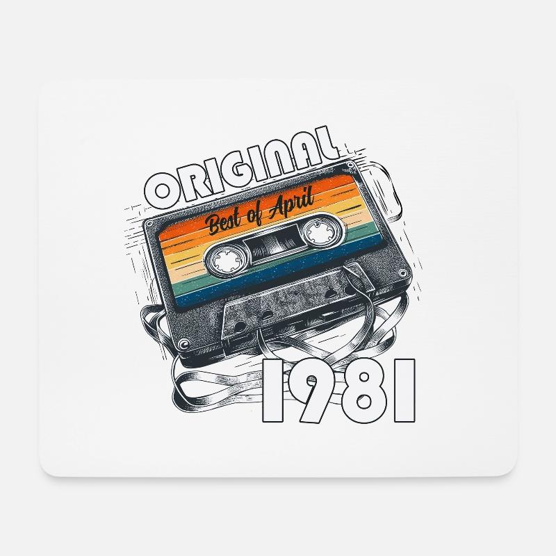 44. Geburtstag Kassette April Jahrgang 1981 - Mousepad (Querformat) - Weiß