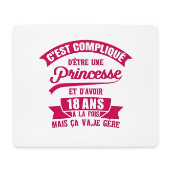 anniversaire de 18 ans. Princesse, fille, cadeau - Tapis de souris (format paysage) - blanc - Devant
