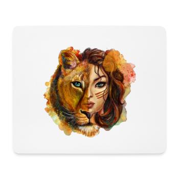 Tigerfrau Wasserfarben Portrait - Mousepad (Querformat) - Weiß - Vorne