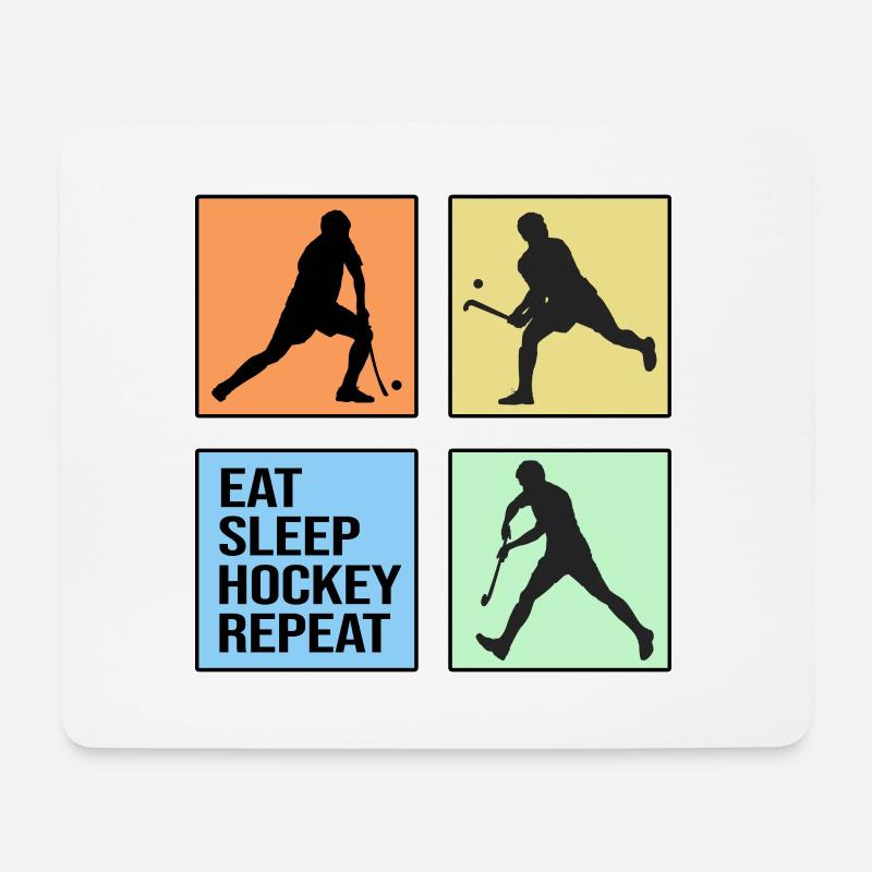 feldhockey hockey repeat hockeyspieler retro - Mousepad (Querformat) - Weiß