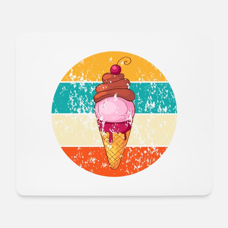 Vintage Retro Eistüte Waffeleis - Mousepad (Querformat) - Weiß