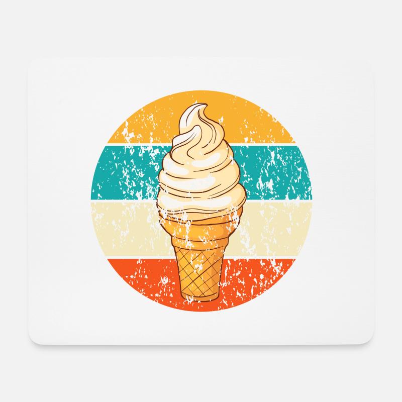 Vintage Retro Eistüte Softeis - Mousepad (Querformat) - Weiß