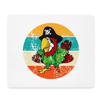 Vintage Retro Papagei Pirat - Mousepad (Querformat) - Weiß - Vorne
