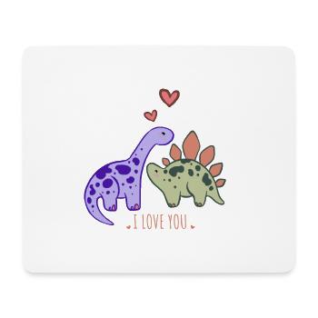 Liebende Dinosaurier - Mousepad (Querformat) - Weiß - Vorne