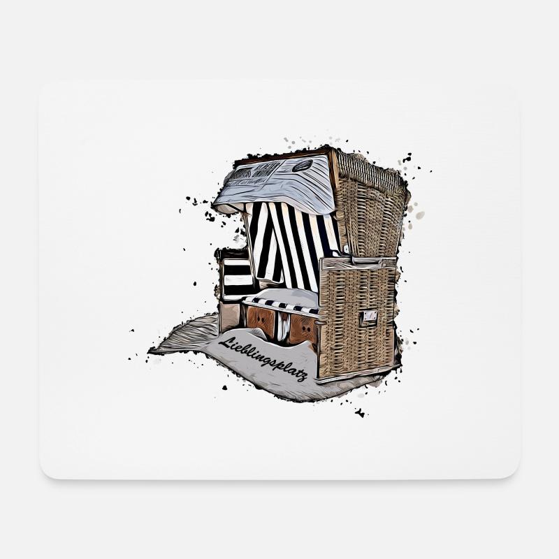 Lieblingsplatz im Strandkorb - Mousepad (Querformat) - Weiß