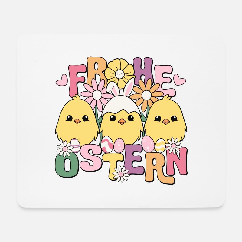Frohe Ostern Osterküken Ostereier Happy Easter - Mousepad (Querformat) - Weiß