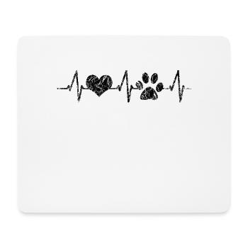 Herzschlag Herzfrequenz Hunde Vierbeiner Pfote - Mousepad (Querformat) - Weiß - Vorne