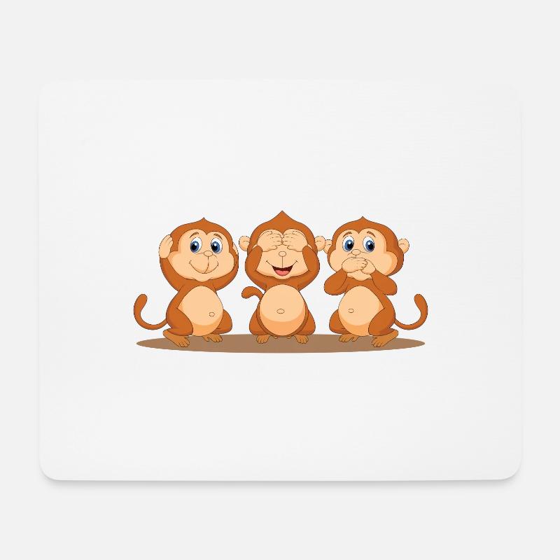 drei affen - Mousepad (Querformat) - Weiß