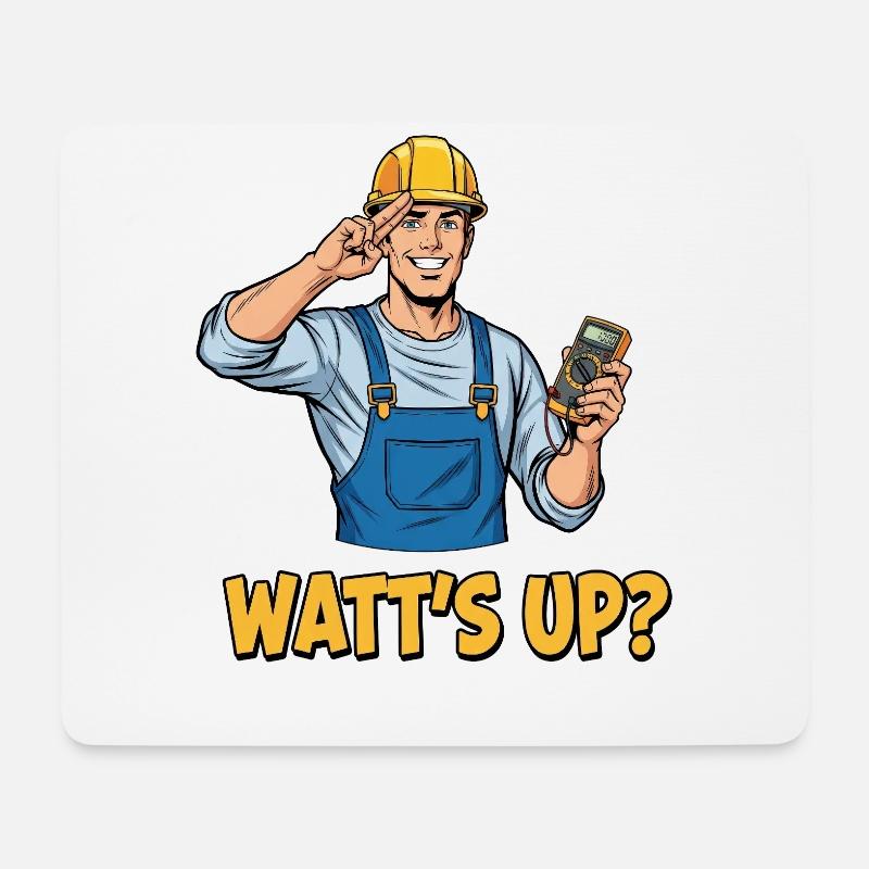 Elektriker Witz: Watt’s Up? Lustiger Spruch - Mousepad (Querformat) - Weiß