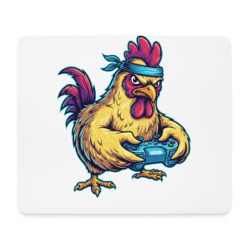Gambling chicken: Gamer Hahn Power - Mouse Pad (horizontal) - white - Front