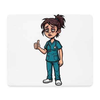 Nachtdienst-Heldin mit Augenringe - Mousepad (Querformat) - Weiß - Vorne