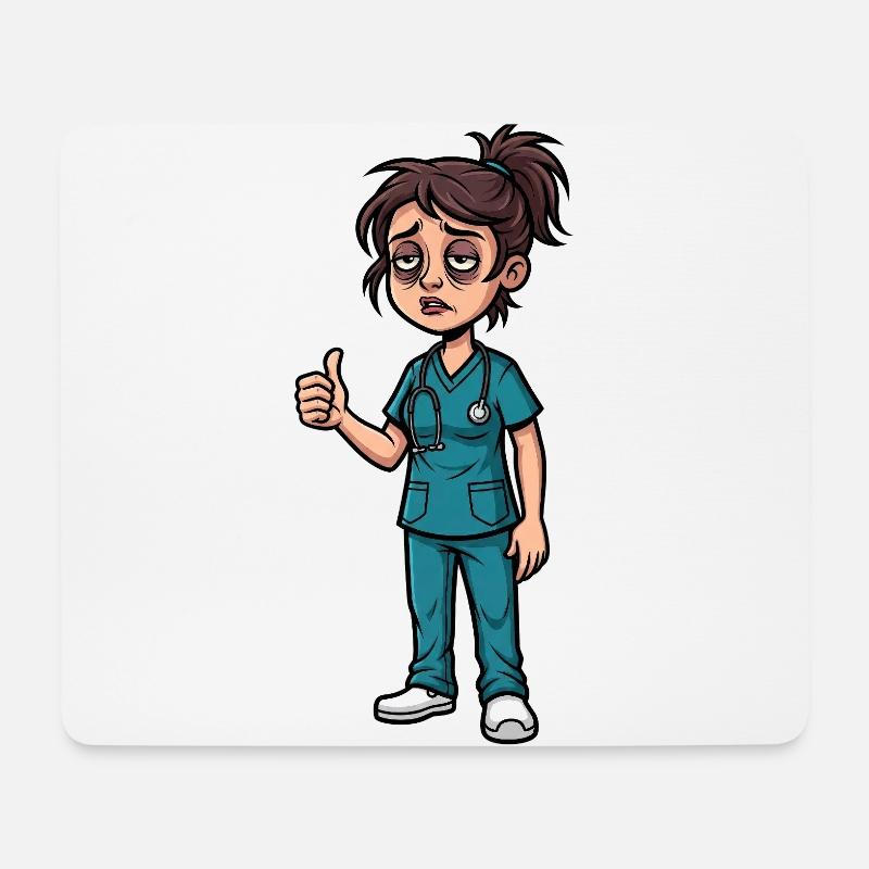 Nachtdienst-Heldin mit Augenringe - Mousepad (Querformat) - Weiß