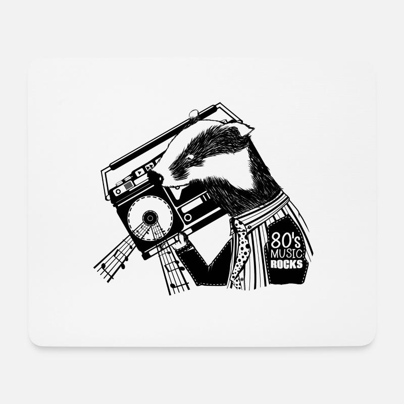 Blaireau avec un boombox - Tapis de souris (format paysage) - blanc