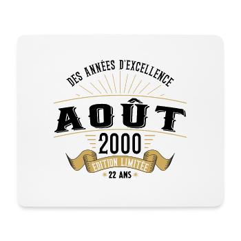 22 Ans Anniversaire Vintage Né(e) en Août 2000 - Tapis de souris (format paysage) - blanc - Devant