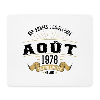 44 Ans Anniversaire Vintage Né(e) en Août 1978 - Tapis de souris (format paysage) - blanc - Devant
