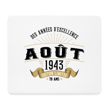 79 Ans Anniversaire Vintage Né(e) en Août 1943 - Tapis de souris (format paysage) - blanc - Devant