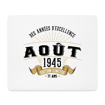 77 Ans Anniversaire Vintage Né(e) en Août 1945 - Tapis de souris (format paysage) - blanc - Devant