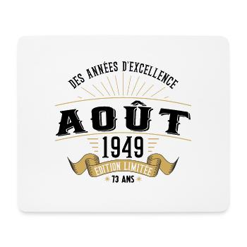 73 Ans Anniversaire Vintage Né(e) en Août 1949 - Tapis de souris (format paysage) - blanc - Devant