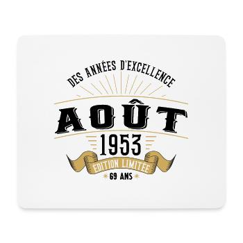 69 Ans Anniversaire Vintage Né(e) en Août 1953 - Tapis de souris (format paysage) - blanc - Devant